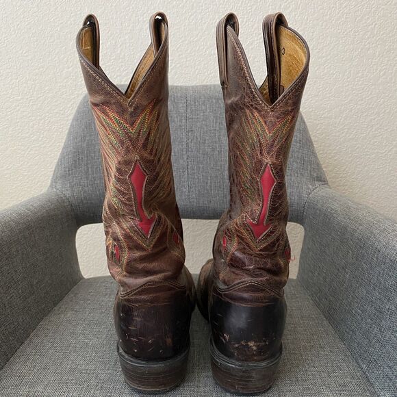 Justin Made in USA Mens UJ251 Western Cowboy Leather Brown Boots Size 9EE main image 4